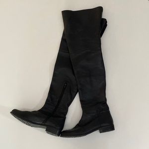 Stuart Weitzman Black Leather Thigh High Boots